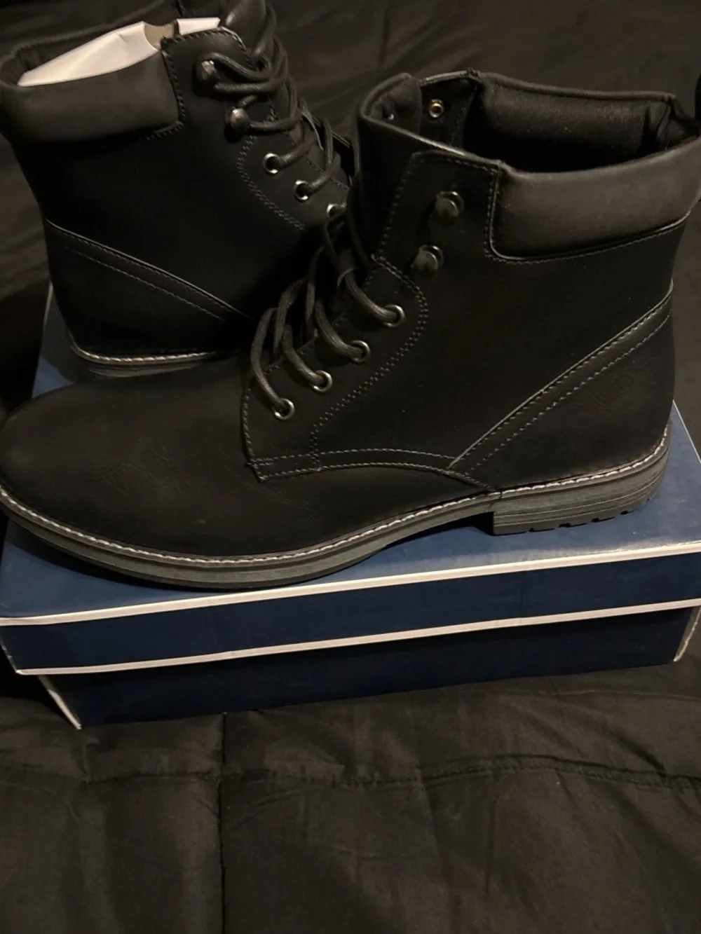Club Room Black Men's Lace-Up Leather Boots